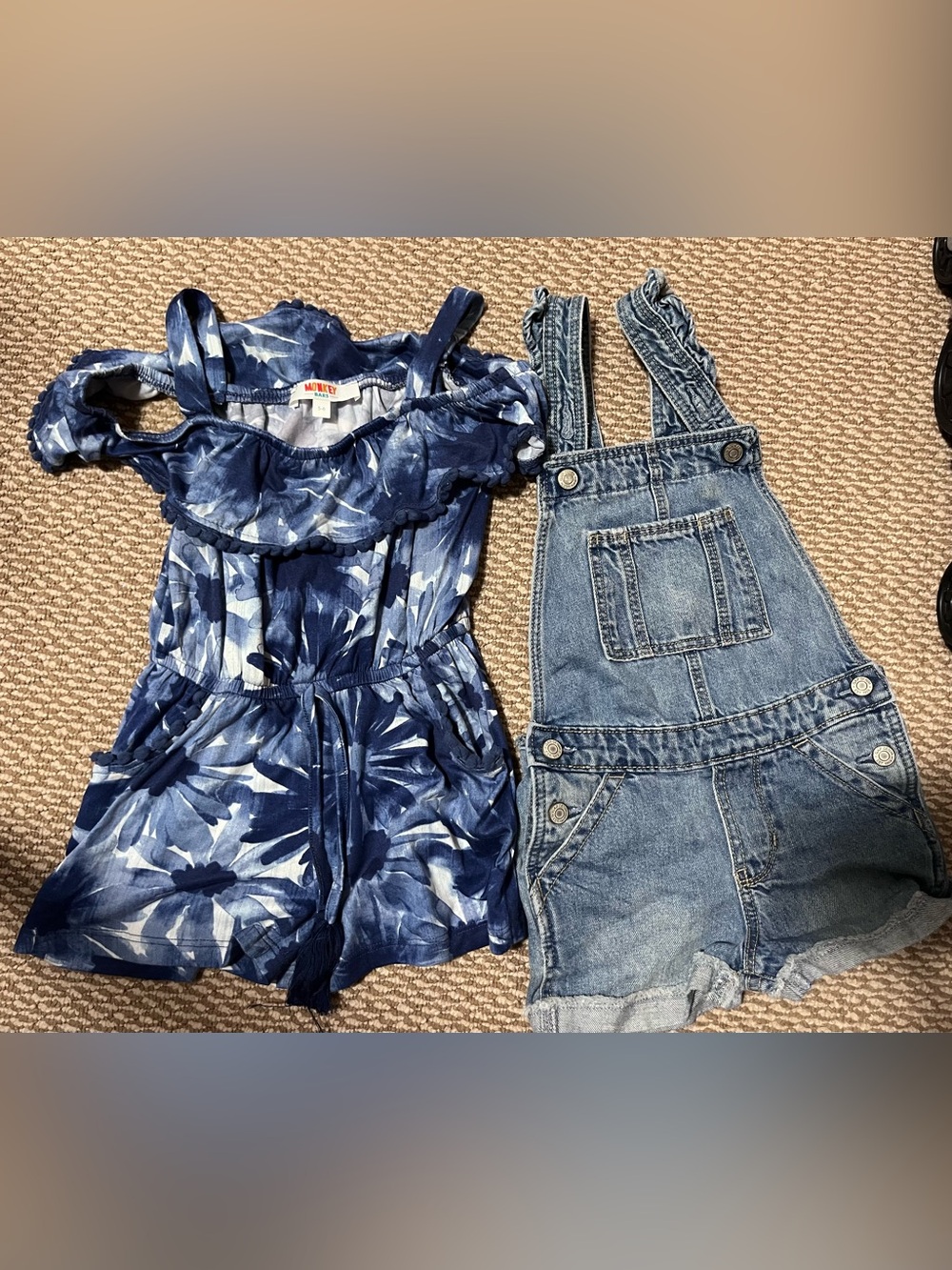 Girls 5T shortalls and romper bundle